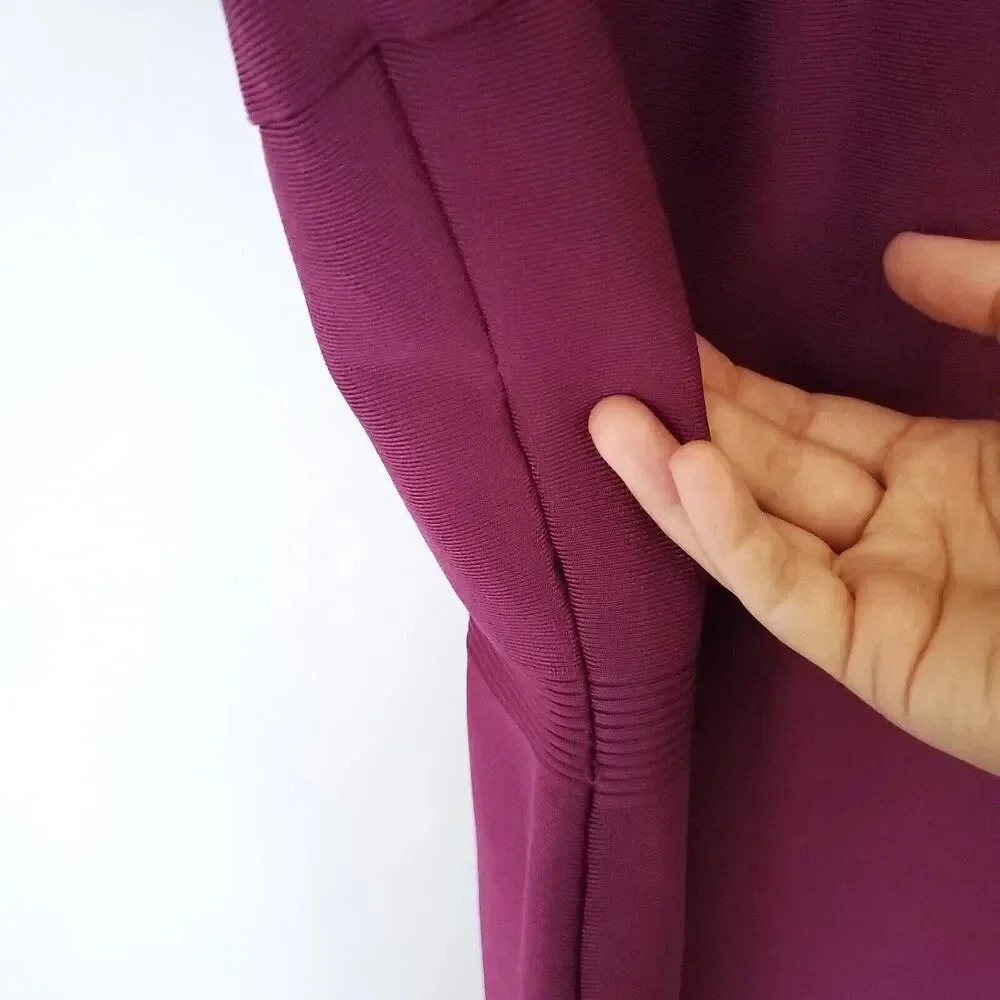 Gracia Womens Mini Bandage Dress Medium M Purple Burgundy Short Sleeve Stretchy - Picture 7 of 12